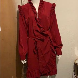 Michael Kors Long Sleeve Ruffle Mini Wrap Dress